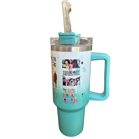 New Travel Mug w/ Handle 32 oz Stainless Steel Spill Proof Lid Swiftie Aqua Blue - Picture 1 of 16